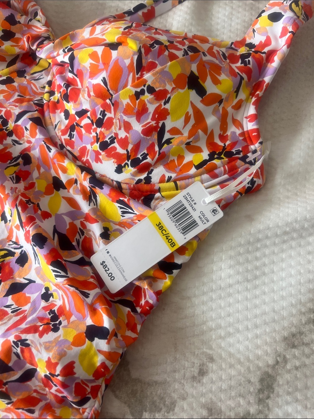 Anne Cole Women Coral Ditsy Print Retro Twist Underwire Tankini Top Size 38C/40B - Picture 6 of 6